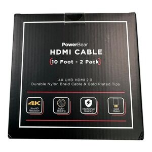 PowerBear 4K UHD HDMI 2.0‎ Cable 10 Foot - 2 Pack Gold Plated Tips